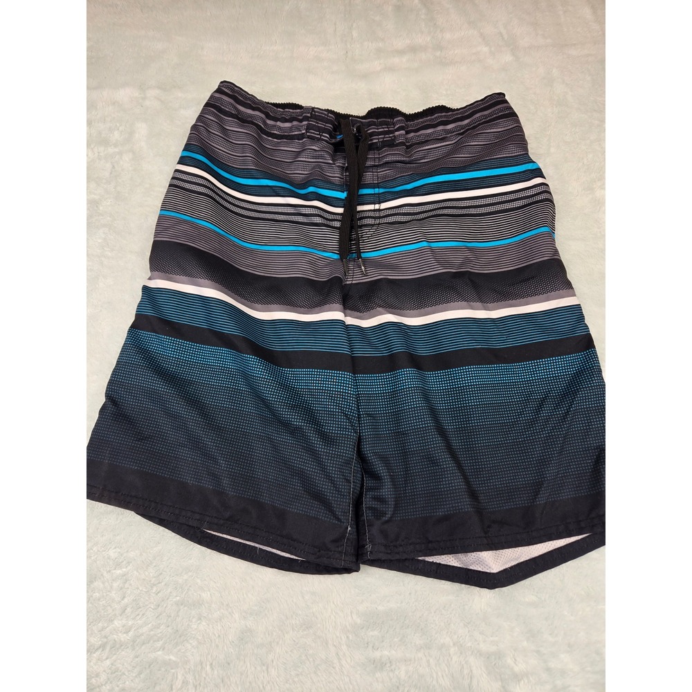 Ocean Pacific Mens Board Shorts Size M 32-34 Black Blue Striped Swim Trunks OP - Picture 9 of 12